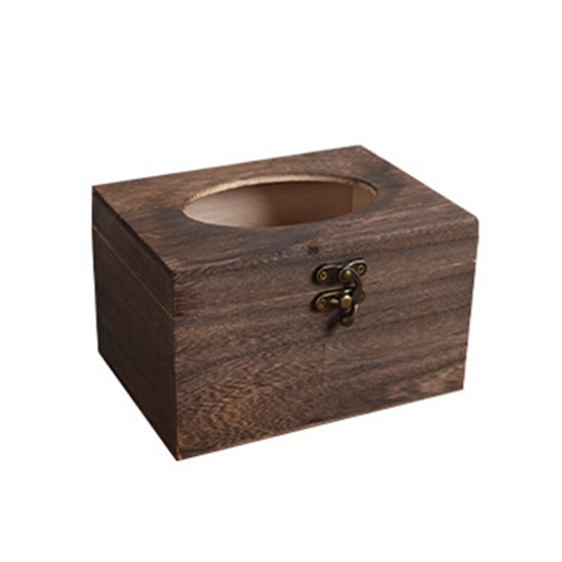 Retro Style Wooden Tissue Box,Paper Napkin Holder Case Wood Bathroom Facial Tissue Box for Bathroom Bedroom: S Burnt wood color