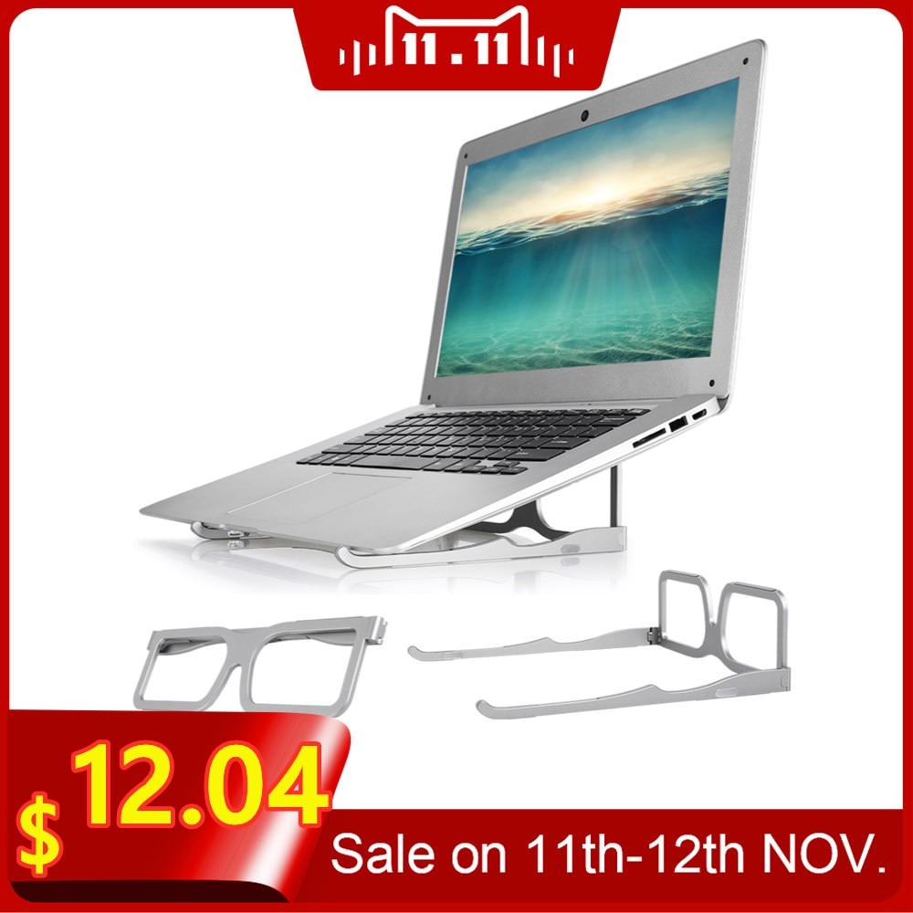 Aluminum Alloy Foldable Glasses Model Laptop Mount Adjustable Laptop Holder Notebooks Cooling Stand In Stock