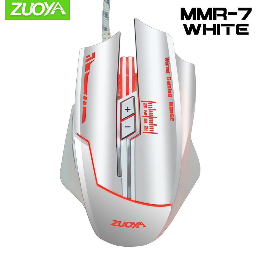 Souris Gaming professionnelle avec fil optique DPI, LED rétroéclairage, pour ordinateur portable et PC: MMR7 White