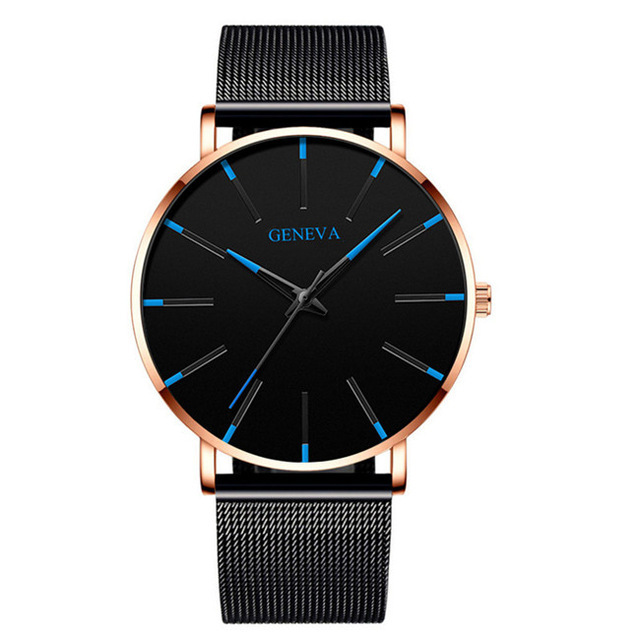 Topmerk mode minimalistisch ultradun horloge heren zakelijk roestvrijstalen band stalen gaas quartz horloge relogio masculino: Bruin