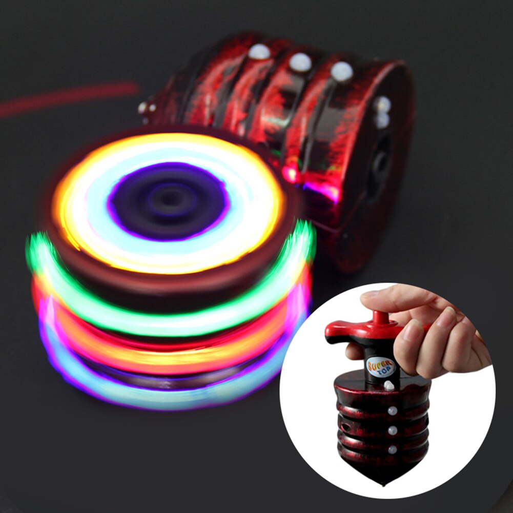 Spin LED Colorful Flashing Spinning Top Music Gyroscope Gyro Peg Toy Kids Party Supplies Set