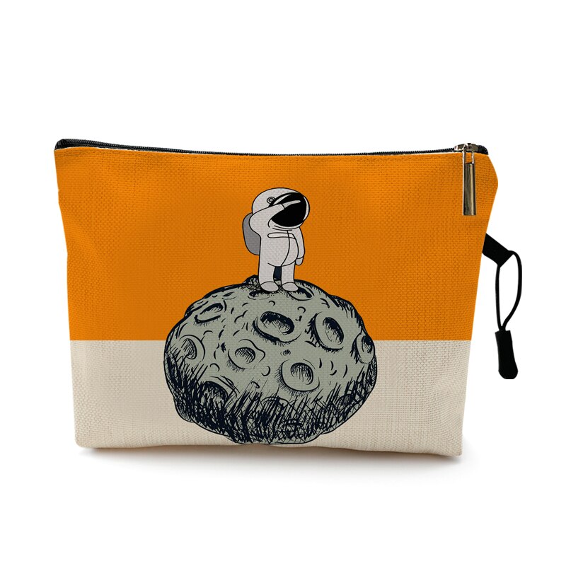 Creativo Spaceman astronauta stampa Designer trucco borsa Mascara De Boca pennello cosmetico rossetto sacchetti borsa estetista regalo: Pattern 2