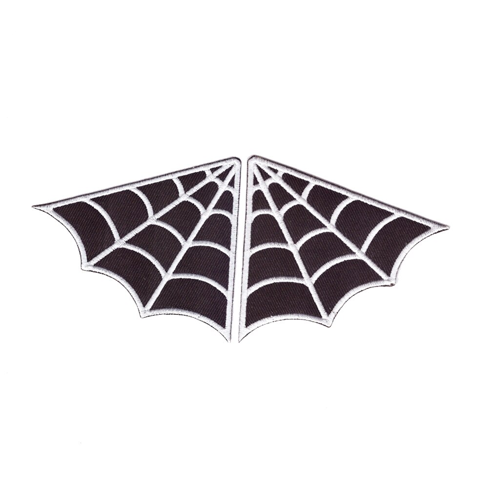 Modieuze Web Spiderweb Set Van 2 Kraag Punk Goth B/W Ijzer-Op Patch Applique
