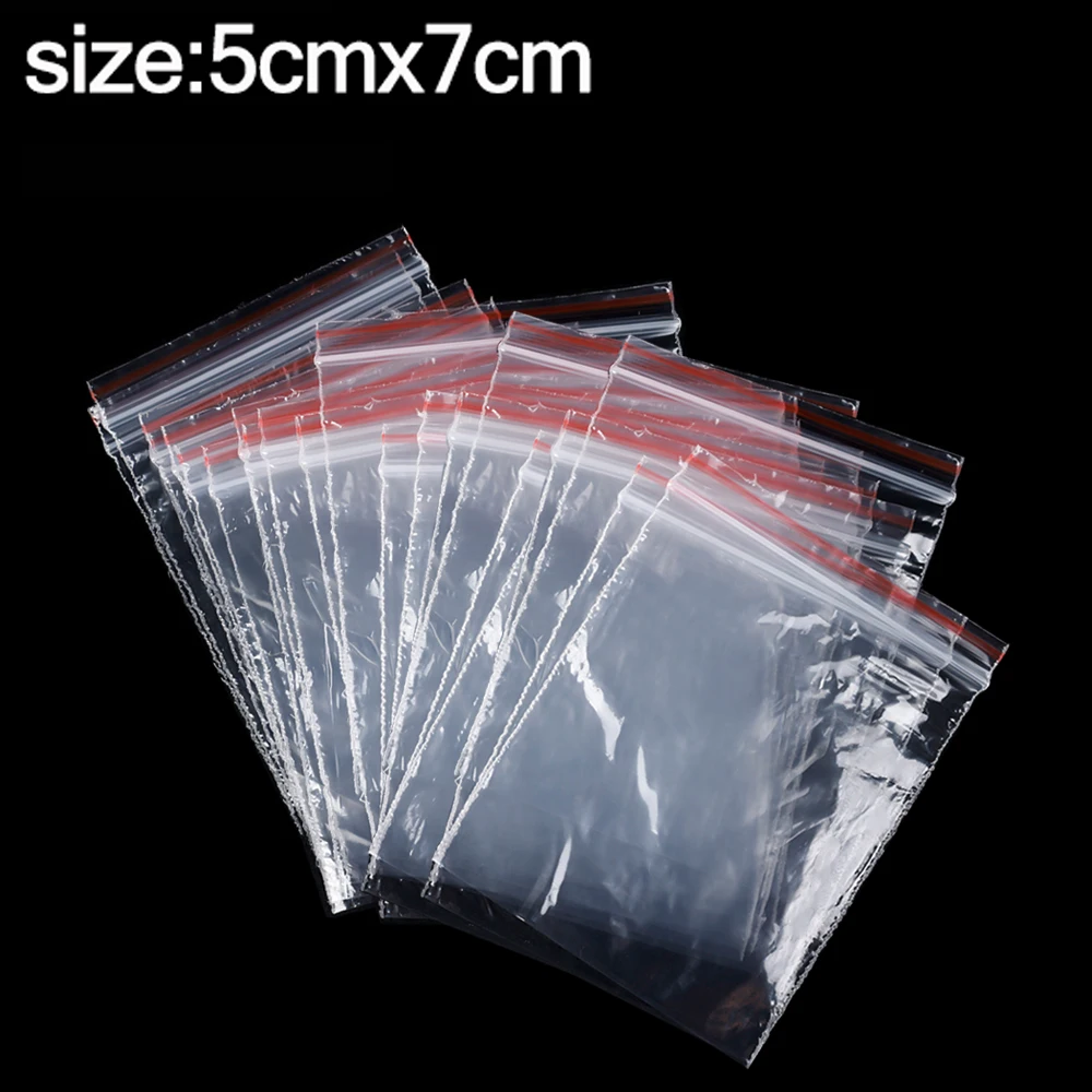 200/100Pcs Multi-Size Object Storage Bag Food Sealing Bag Resealable Transparent Plastic Bag Reclosable Vacuum Fresh Organizer: XL / light green