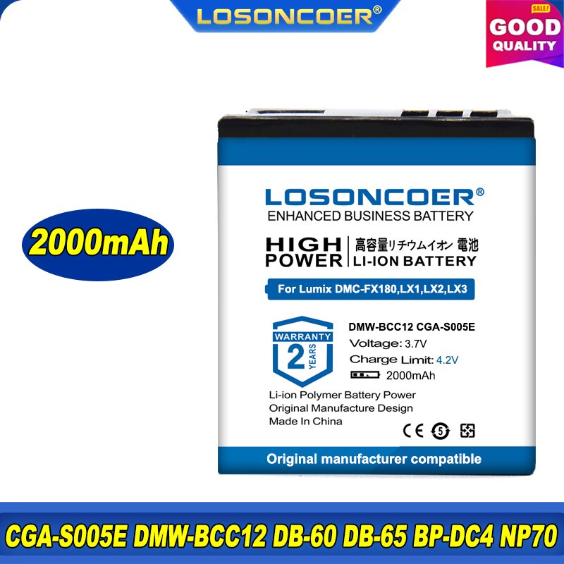 Batteria CGA-S005E 1500mAh 3.7V Con Caricatore | Ricambio Per Panasonic Lumix LX1 LX2 LX3 E Compatibili