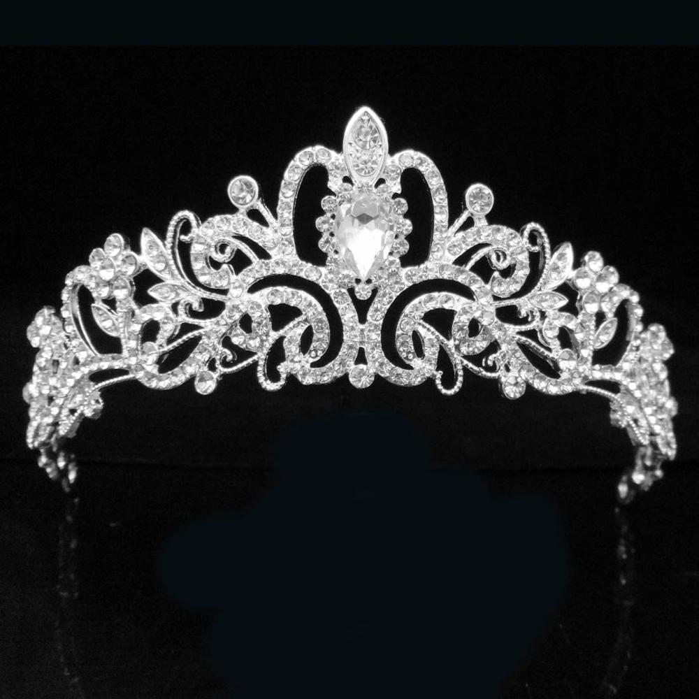 Guldfärgad kristall strass krona och tiara bröllop hårsmycken accessoarer för kvinnor brudtiaror huvudbonad flickor pannband: Ljusgul guldfärg