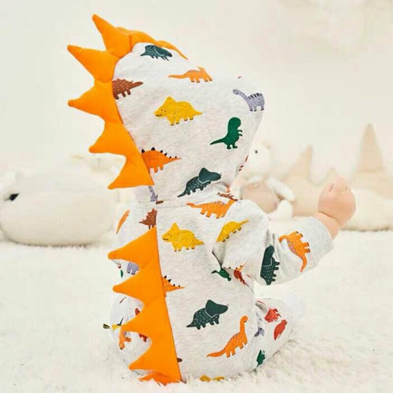 0-24M Baby Baby Jongens Meisjes Dinosaur Romper Bodysuit Herfst Winter Hooded Kleding Top