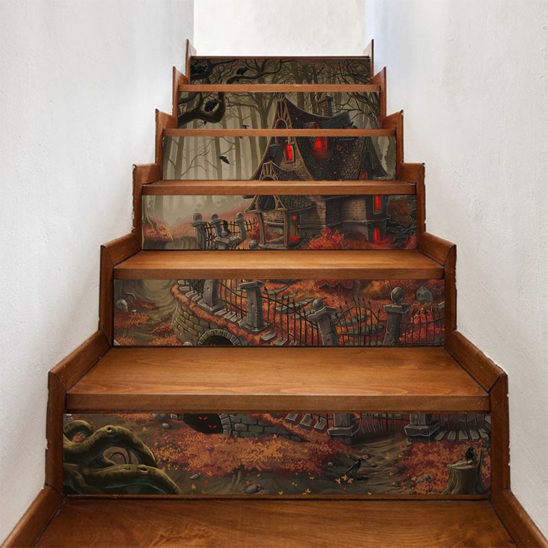 Halloween Stair Sticker Haunted House Halloween Decoration Staircase Sticker X4YD