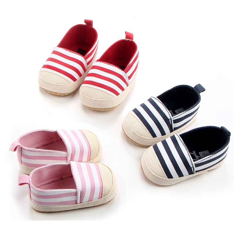 Vintage baby sko til nyfødte stribede baby drenge piger første rullator spædbarn toddler søde børnesko