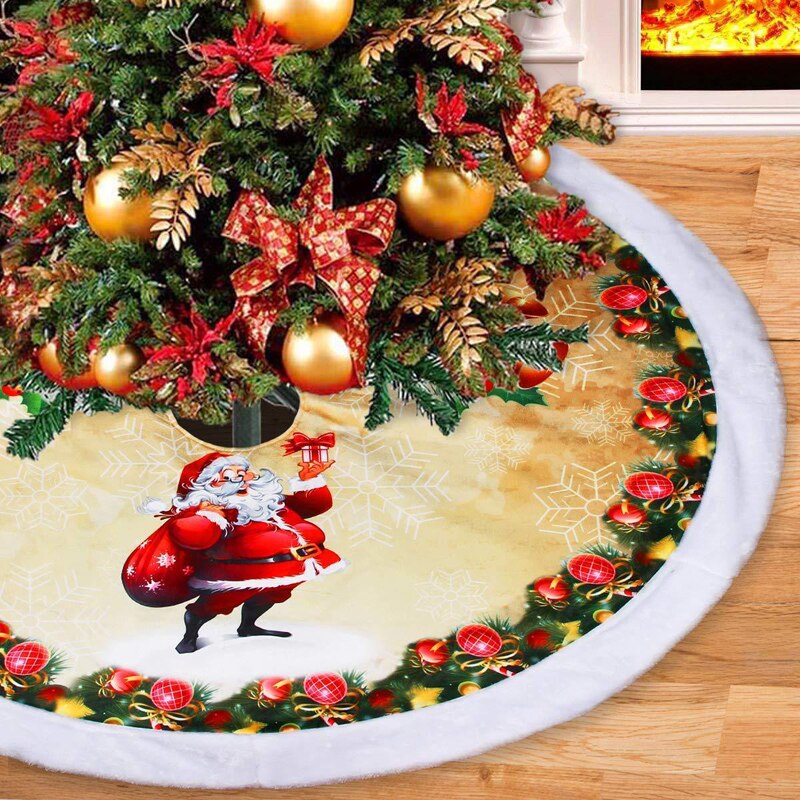 Christams Boom Rok 98Cm Flanel Santa 'S Elanden Boom Rok Cover Base Decoratie Xmas Boom Cover Decor Jaar decoratie: 3