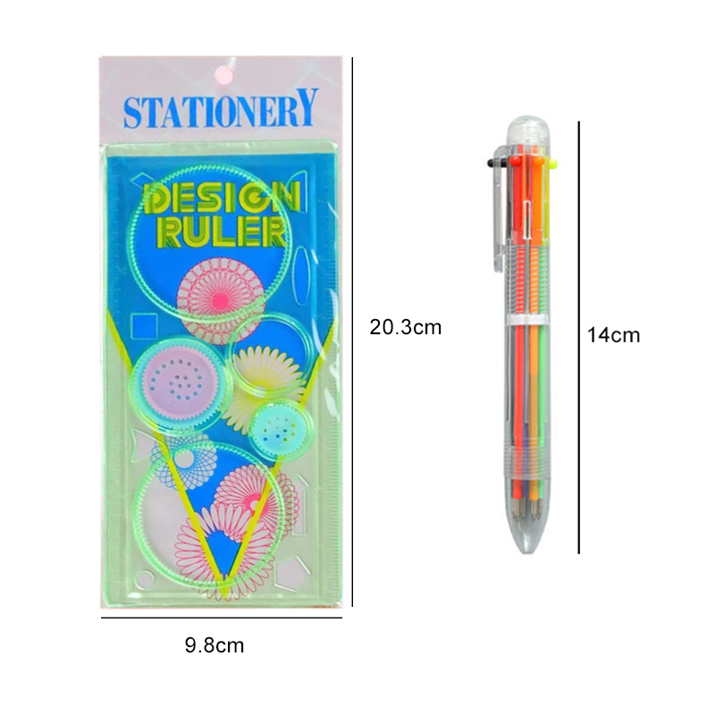 Modèles de peinture spirographe stylo à bille jouets de dessin pour enfants Puzzle art outil de bricolage multifonctionnel règle d'anniversaire TMZ: YELLOW