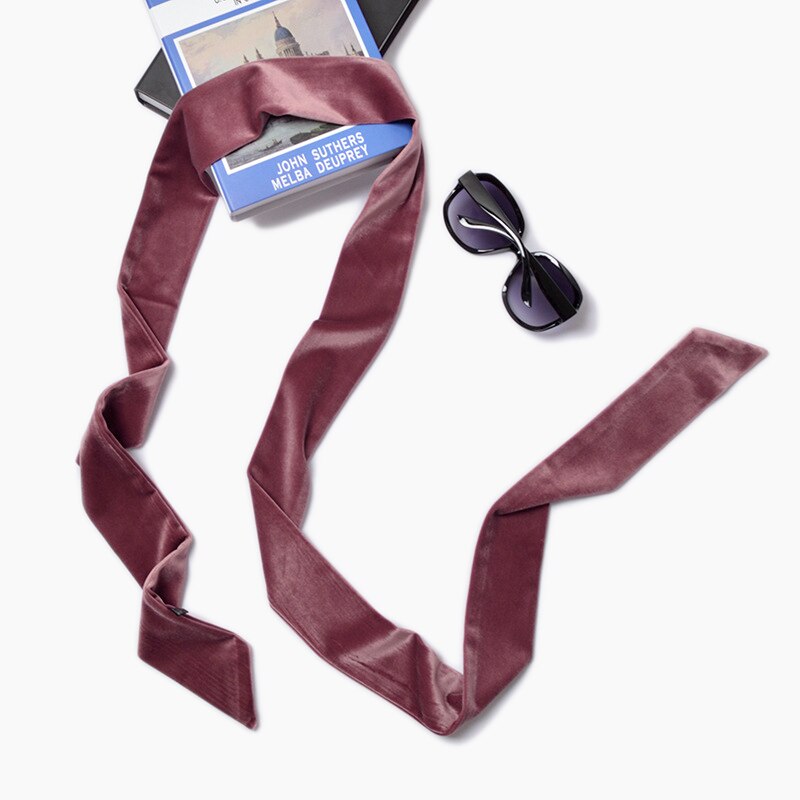 200cm de largo terciopelo gargantilla Color sólido Chic cuello bufanda mujeres Skinny bufanda Bandana cuello desgaste de la muñeca ropa de cabeza [1277]