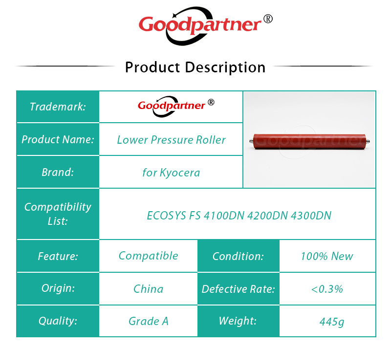 1X Dolna rolka dociskowa utrwalacza do Kyocera FS 4100 4200 4300 M3145 M3645 M3655 M3660 M3550 M3560 M3860 M6030 M6530 M6035 M6535