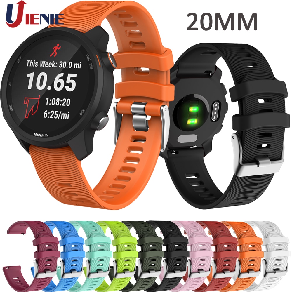 Correa de reloj de silicona deportiva de 20mm para Garmin Forerunner 245 245M 645 vibractive 3 pulsera inteligente correa de reloj pulsera colorida
