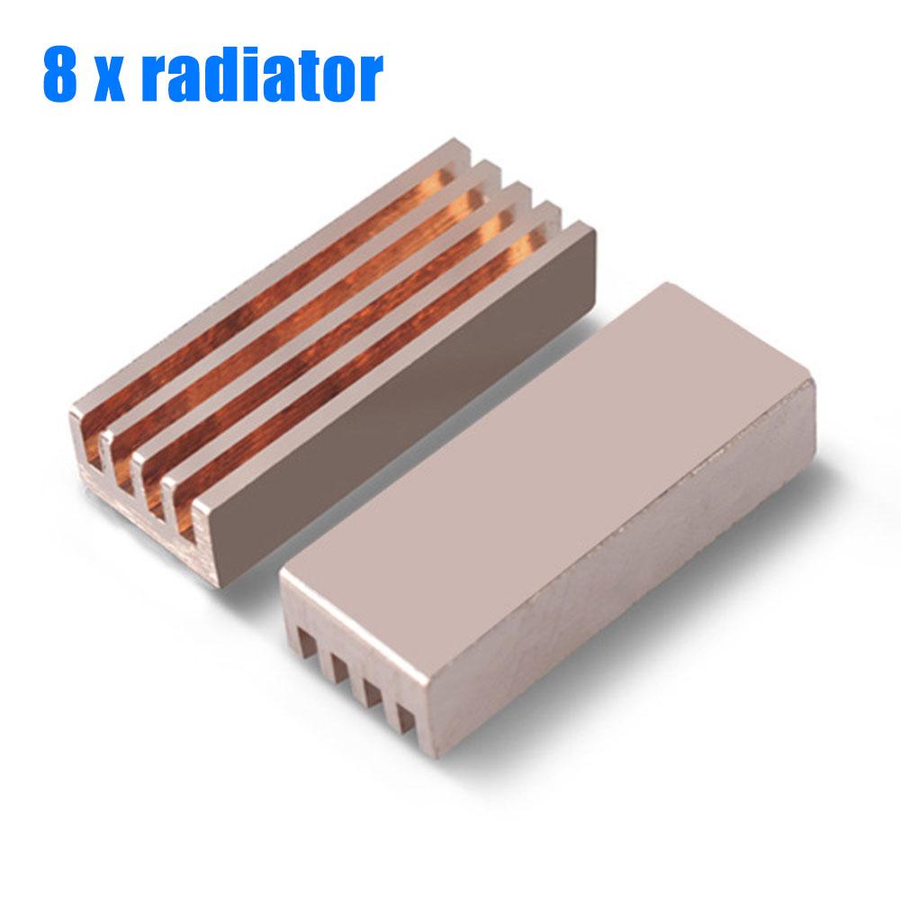 8Pcs Sticker Zuiver Koper Heatsink Cooler Radiator Voor Memory Moederbord Chip Uitstekende Warmteafvoer Effect