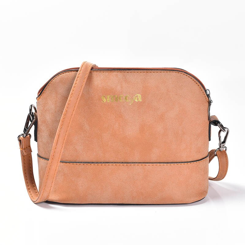 SMOOZA mode vrouwen messenger bag scrub shell tas Nubuck Lederen kleine crossbody tassen over de schouder vrouwen handtas: brown letter