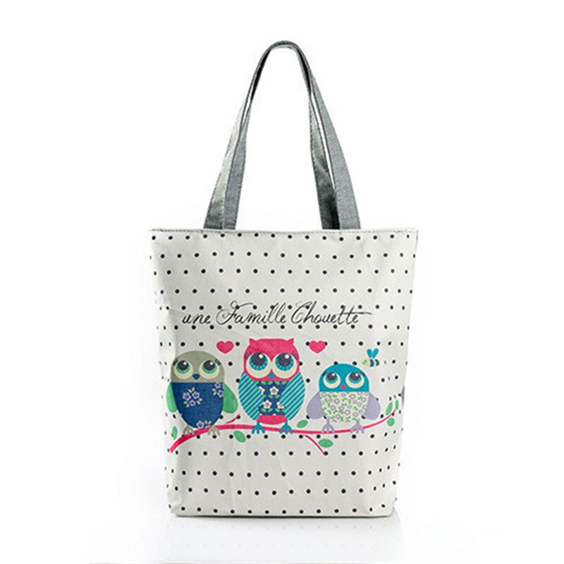 Bloemen En Uil Gedrukt Vrouwen Casual Tote Vrouwelijke Dagelijks Gebruik Vrouwelijke Boodschappentas Dames Single Schouder Handtas Eenvoudige Strand tas: CB104