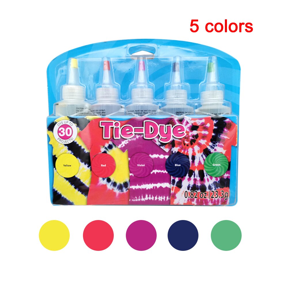 18 stk slipsfarve kit ikke giftigt diy tøj graffiti stof et trin tekstil maling: A 5 farver