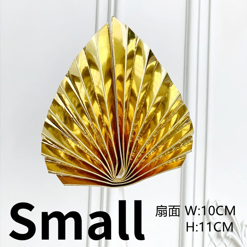 Palm Leaf Cake Topper Gold Red Palm Spears Cake Decoration Shinning Glossy Origami Wedding Decor Baking Cake Decoration: gold Small