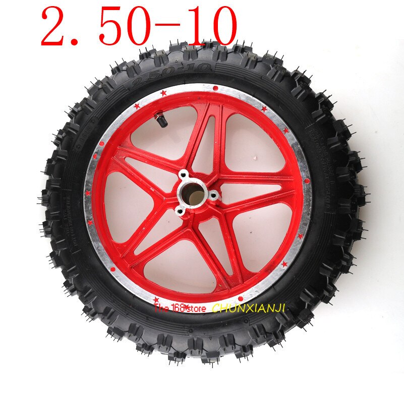 Mini roues de moto tout-terrain de 10 pouces (10 pouces), 2.50-10 jantes avant ou arrière et pneus tout-terrain, Motocross, Mini motocyclette pour enfant