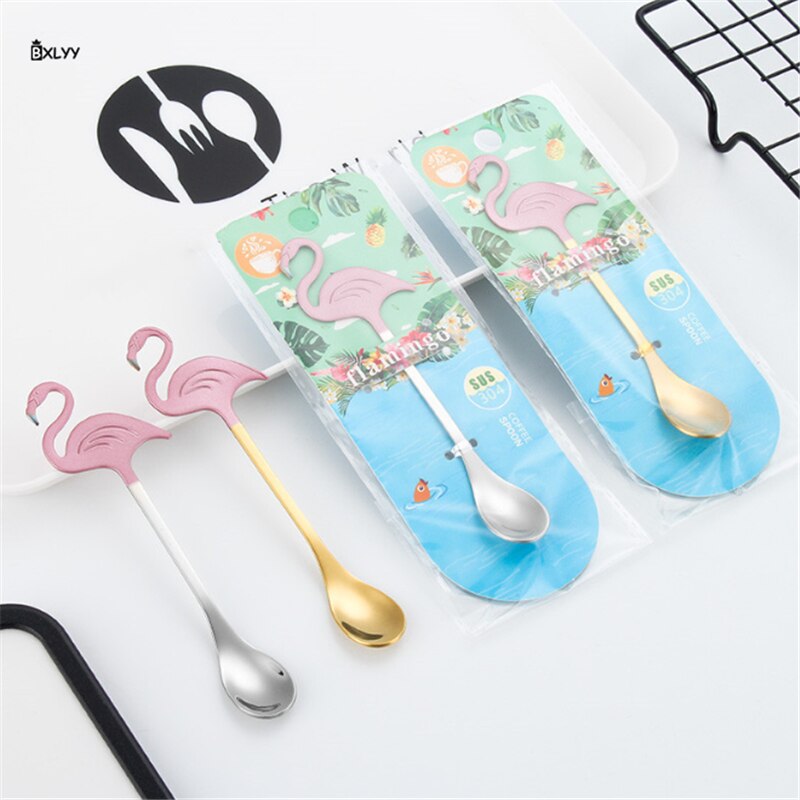 Aço inoxidável mexendo colher de café flamingo sobremesa colher acessórios cozinha utensílios de mesa ferramentas bolo colher de café para kitchen.7