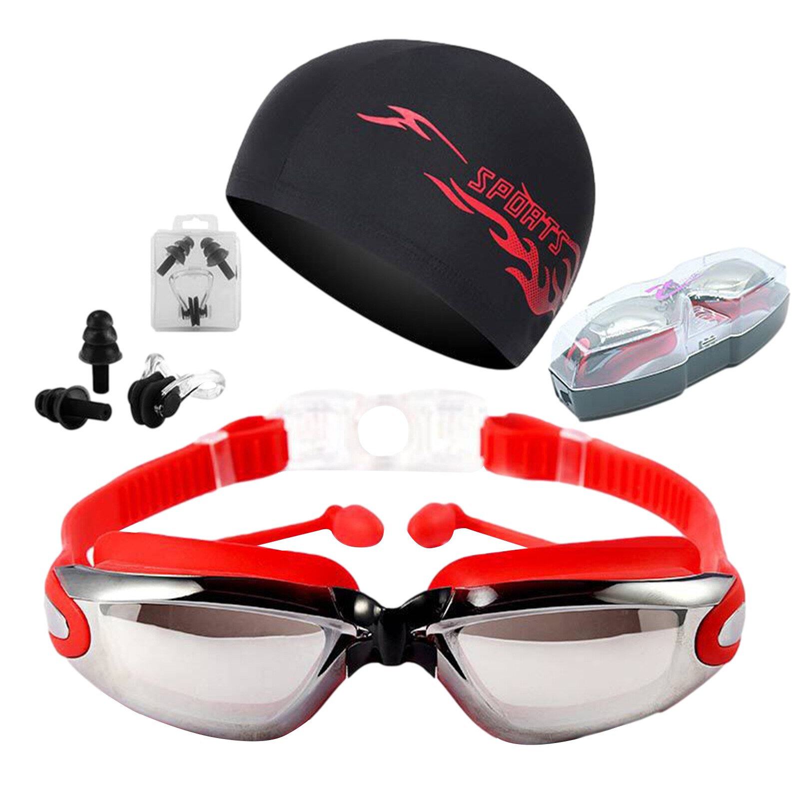 Swimming Goggles Men Women Prescription Optical Swim Swimming Goggles Set Waterproof Water Anti-fog Glasses: Black