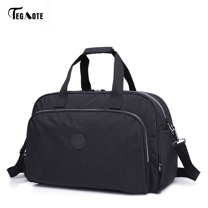 TEGAOTE herren Wasserdichte Frauen Reisetasche Große Kapazität Reise Tasche Frauen Nylon Gepäck Reise Duffle Handtaschen unisex 283: schwarz