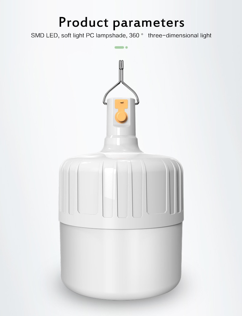 USB Rechargeable LED Bulb Lamp Solar Charge Emergency Lights LED Bulb Dimmable Rechargeable Outdoor Adventure Camping Lamp