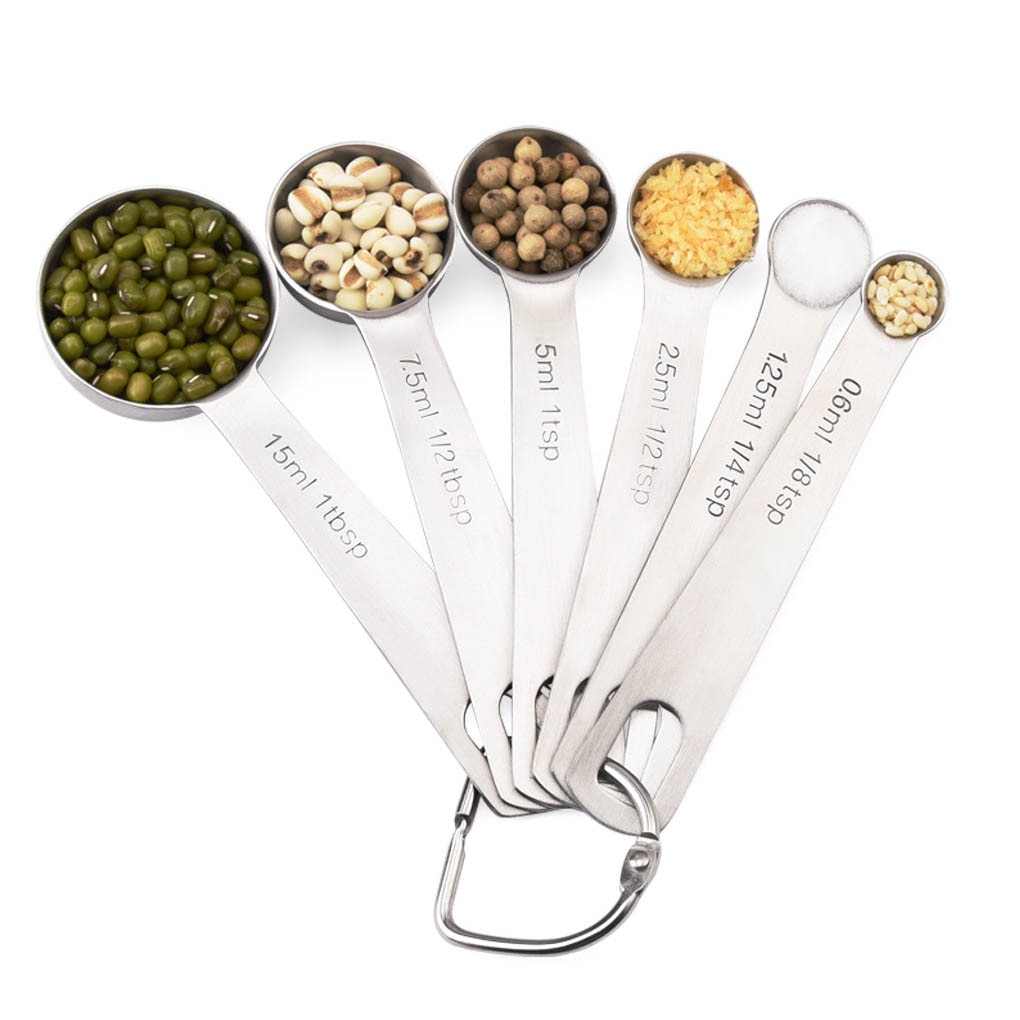 6pcs Measuring Spoons Stainless Steel Dry Liquid Ingredients Cooking Baking Stackable Meaure Tools