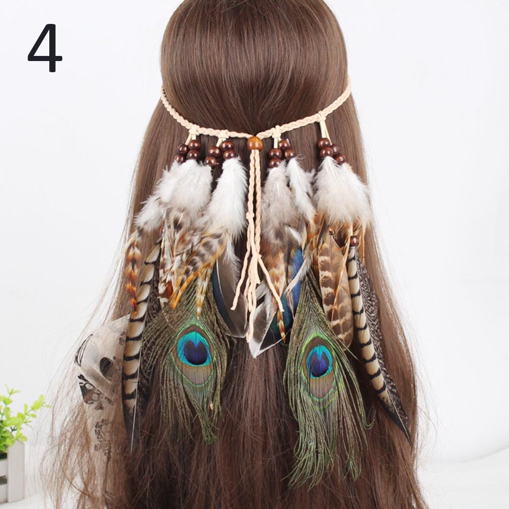 Indian Feather Hoofdband Verstelbare Hoofdtooi Festival Boho Haarband Vrouwen Girl Haar Accessoires EIG88: 4