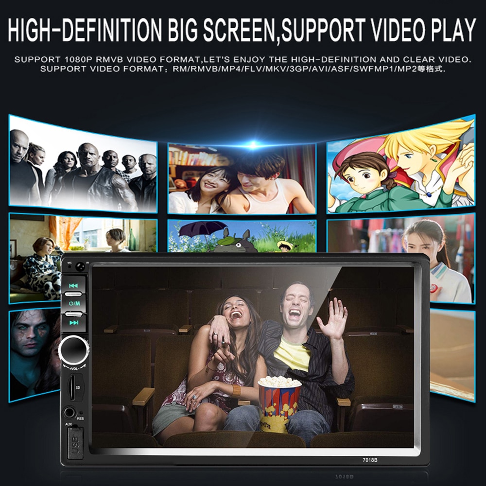 2 din Car Stereo 7" HD Car Radio Bluetooth FM Audio MP5 Player 2din Autoradio Support Rear View Camera 7018B Radio Car