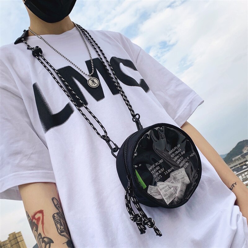 Original brystpose kvindelig mini taske skulder afslappet messenger taske hip hop personlighed gennemsigtig rund skuldertaske