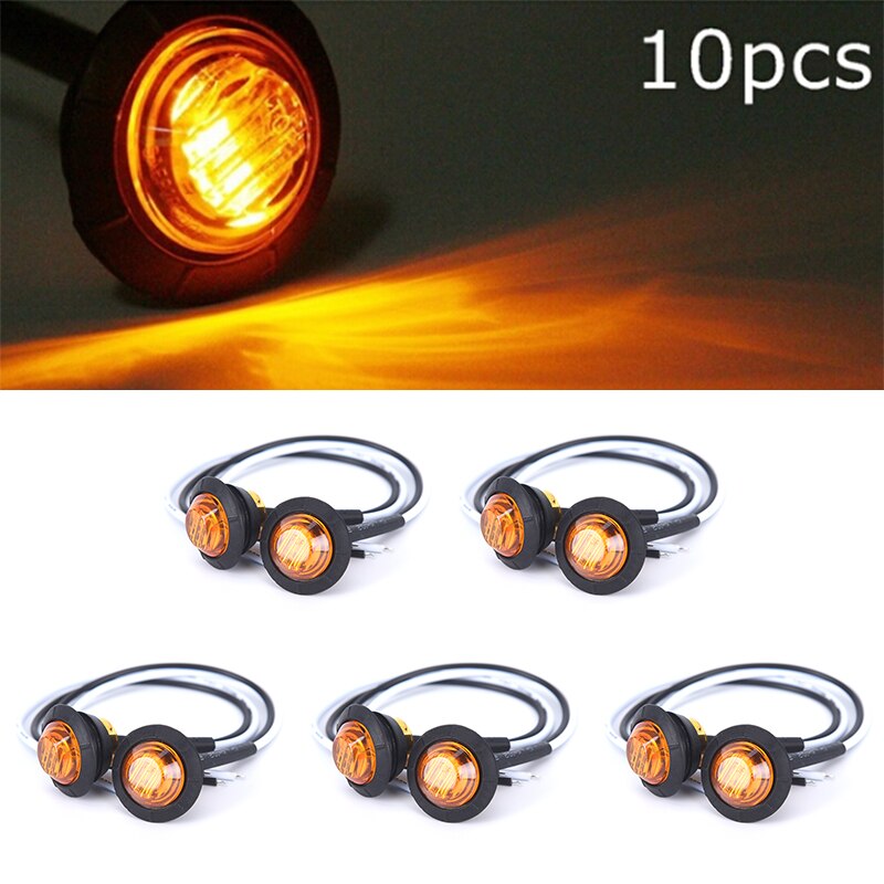 10 kpl mini 1 '' pyöreä keltainen led-valo edessä takasivu merkkivalot kuorma-auton perävaunun moottoripyörä 12v
