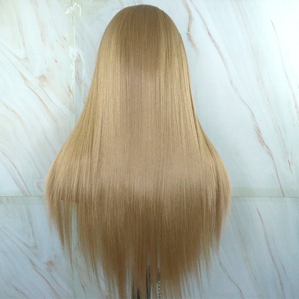 Beautiful Diary-Peluca de cabello sintético para mujeres negras, pelo largo y liso con parte en T, color rubio miel, peluca Frontal de encaje