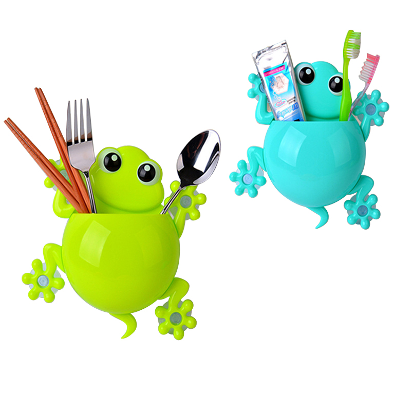 Porte-brosse à dents Gecko Animal de dessin animé, support ventouse porte-dentifrice organisateur pour enfants accessoires de salle de bains