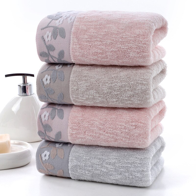 T248A Goede Water Absorberende Bruid Grown Roze Grijs Bloemen Patroon Sneldrogende Dikke Gezicht Handdoek
