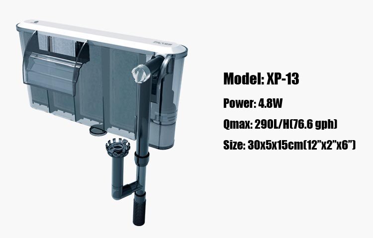 110v 220v External hang on Power filter transparent aquarium fish tank surface skimmer function mini nano: XP13 for 60cm tank / 220v 50Hz