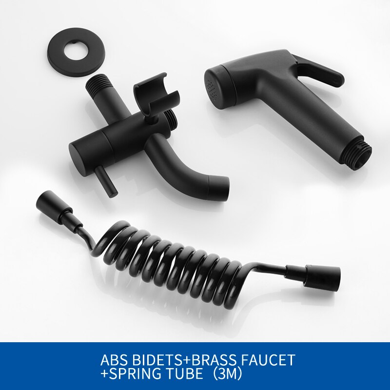 Mosiężne czarne końcówki robić bidetu zimna woda toaleta narożna ręczna rączka bidetowa ścienna bidet zestaw czarny kolor: z PVC hose