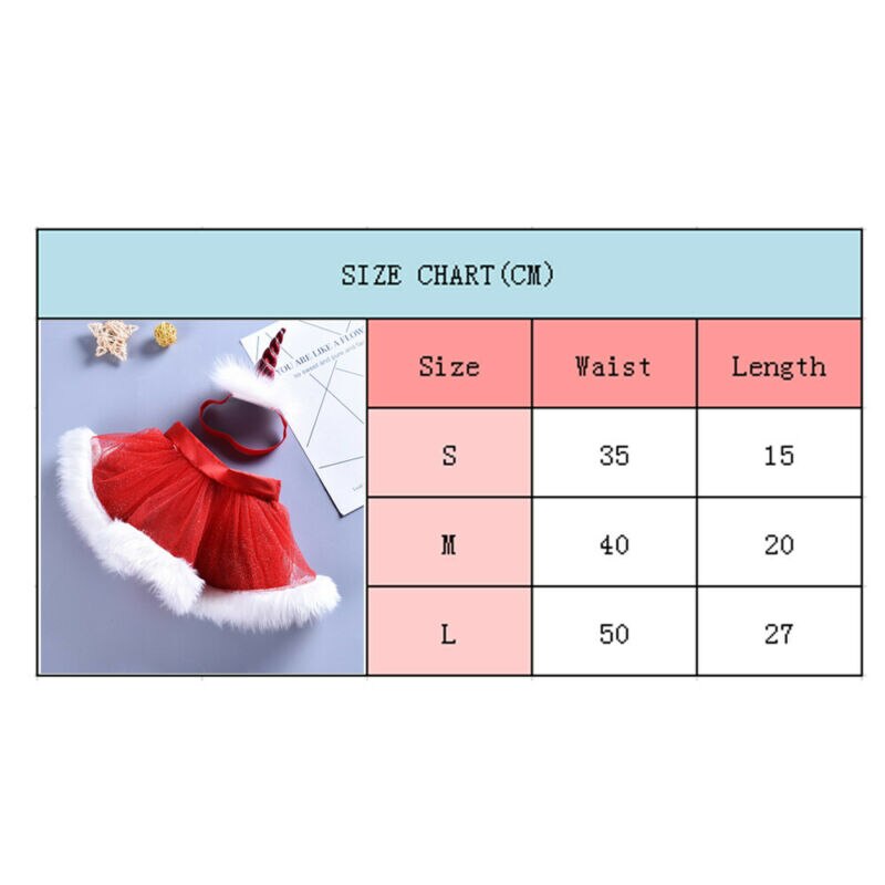 Xmas Skirts Infant Christmas Red Tutu Skirt Christmas Party Tutu Unicorn Baby Headband 2Pcs Chiffon Skirts Photo Props Sets