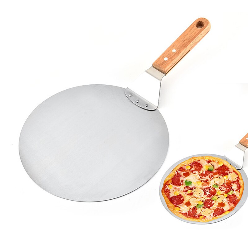 10 Inch Aluminum Pizza Shovel Peel Pastry Tools Accessories Pizza Paddle Spatula Cake Baking Cutter With Long Wooden Handle