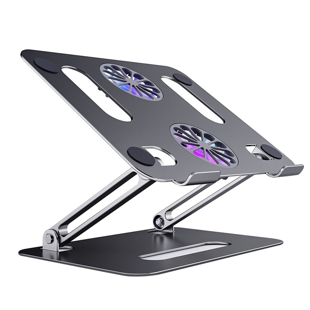 Foldable Laptop tablet Stand With Cooling Fan Heat Dissipation Aluminum For Desktop MacBook Air Pro Stand Notebook Holder Cooler: Grey 01