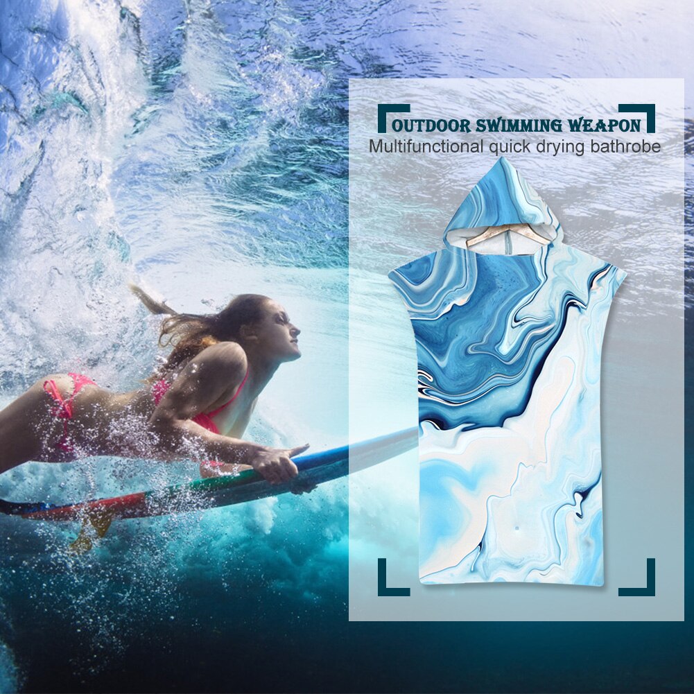 Microfiber Fabric Adult Bath Towels Beach Bathrobe Cloaks Hooded Swimming Pool Gym Fitness Bathing Wrap Towels