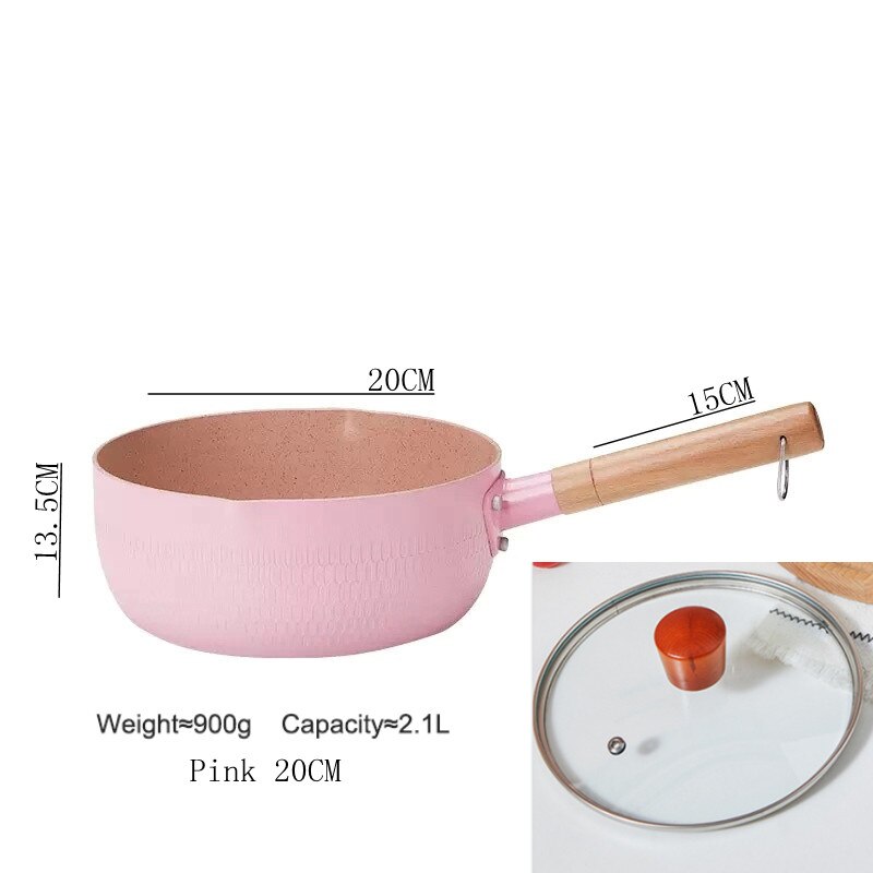 Küche Kochen Topf Maifan Stein Nicht-Stick Kochen Nudeln Heißer Milch Suppe Töpfe Japanischen Stil Schnee Pan Herd universal Kochgeschirr: pink with cover