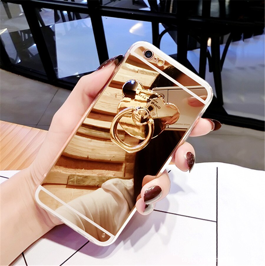 Funda para Samsung Galaxy A3, A5, A7, , funda con anillo de oso de diamantes de imitación brillantes, carcasa para teléfono Samsung A320, A520, A720: For A720 A7 2017 / gold bear