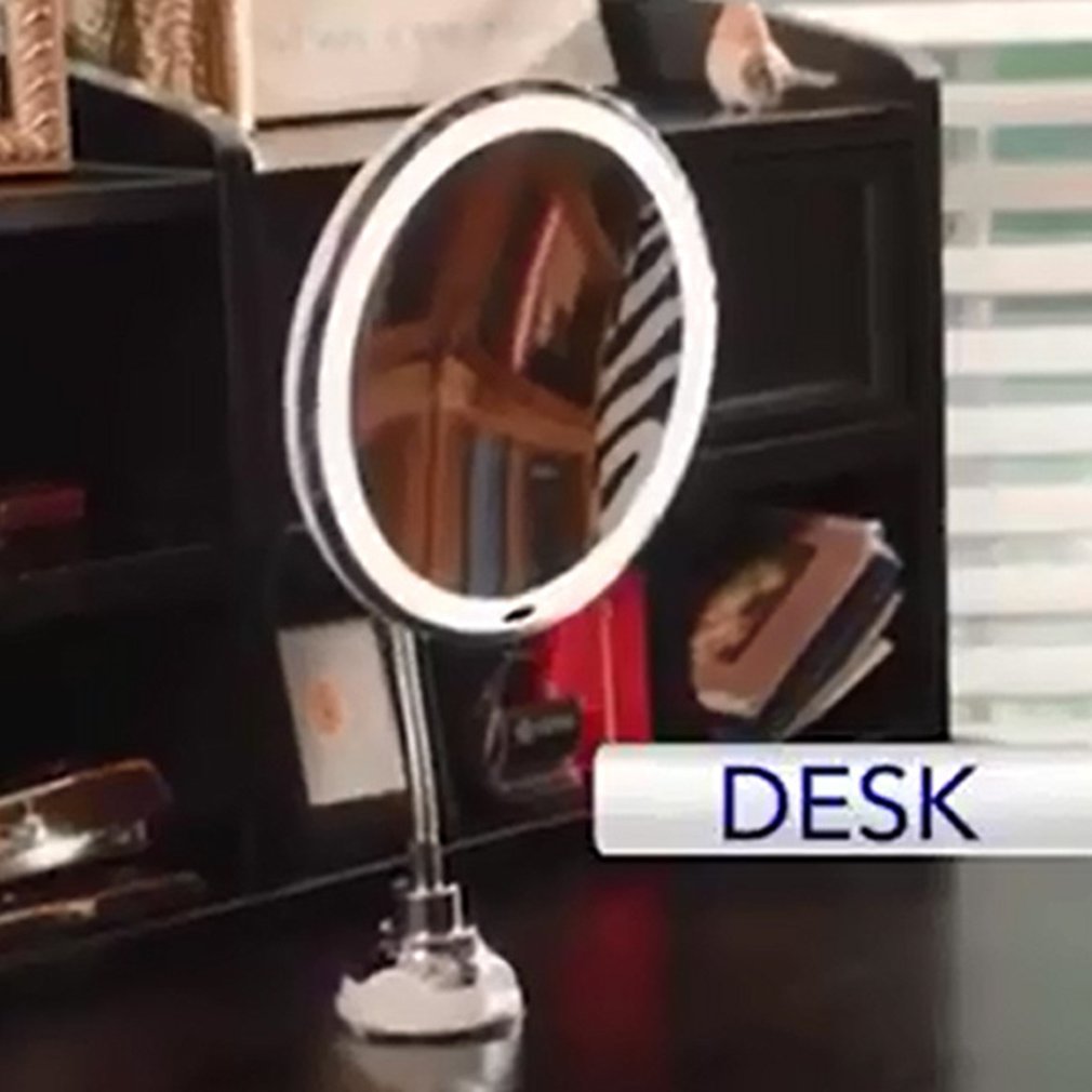 Led Makeup Mirror With Light Folding Double Wall Mount Vanity Mirror 10x Touch Dimming Mirrors Suction