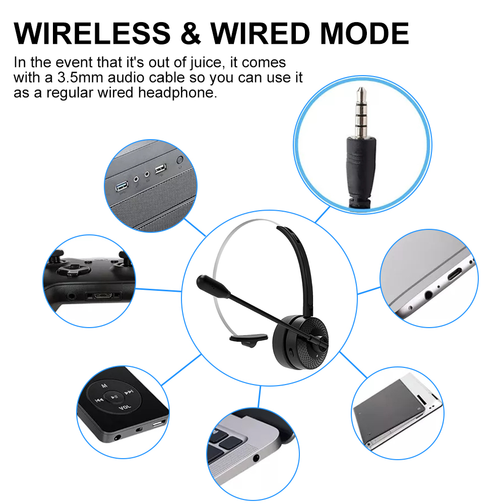 Bluetooth 5.3 Wireless Headset Adjustable Microphone Noise Canceling Headset Call Center Headset For Mobile Phones Wireless Char