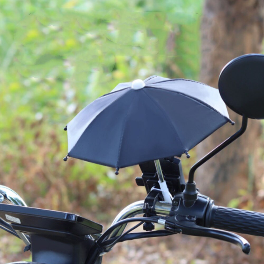 Soporte de teléfono para bicicleta, Mini sombrilla, accesorios de decoración para bicicleta, Paraguas automático para móvil de poliéster