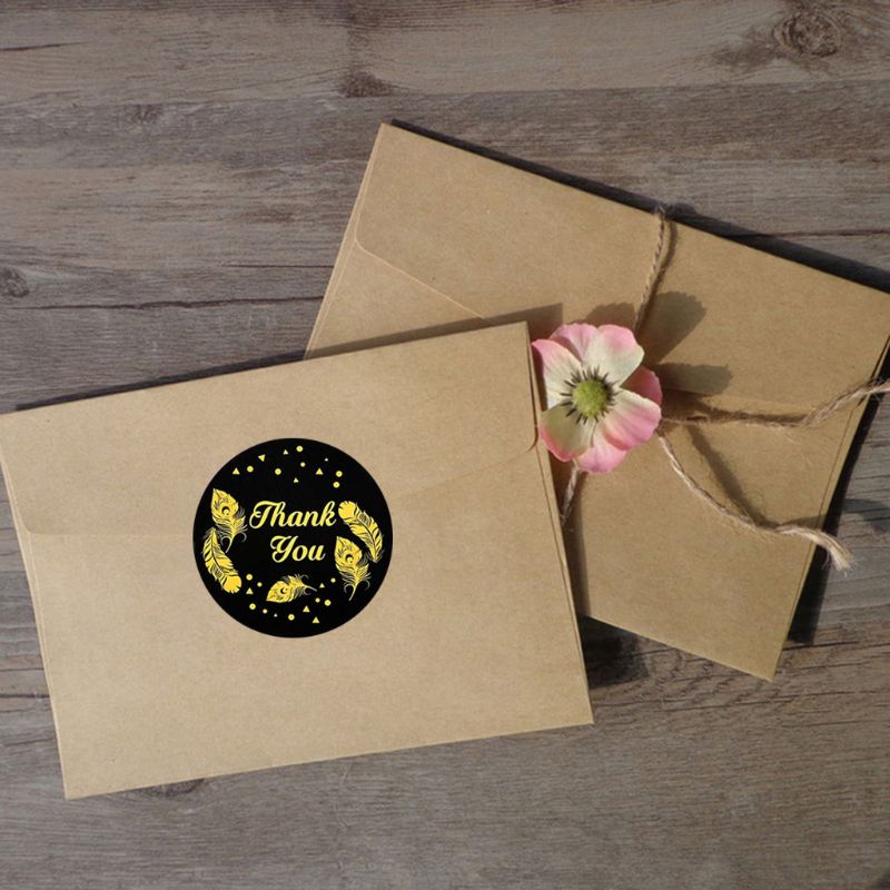 500pcs 5 Designs Thank You Stickers Gold Foil Seal Label for Baking Bags Christmas Wedding Decoration Stationery Sticker