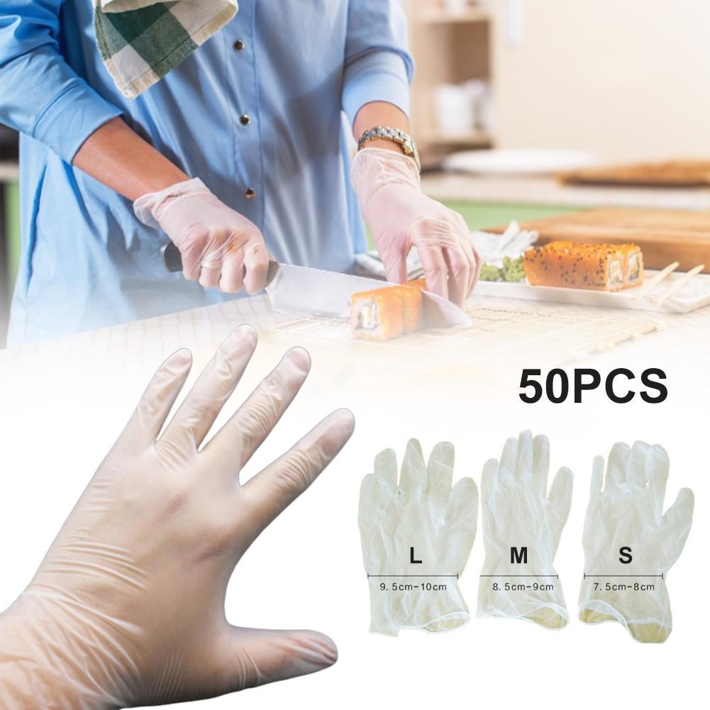 Guantes desechables antideslizantes para el hogar, manoplas antideslizantes para cocina, viaje al aire libre, PVC, 50 Uds.