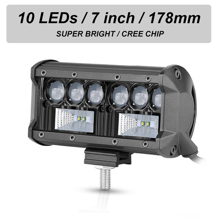 Nlpearl-Barra de luz Led de trabajo 5D CREE, 50W, 100W, 200W, para todoterreno, Jeep 4x4, ATV, camión, tractores, 12V, 24V: 1pcs-10led-100W